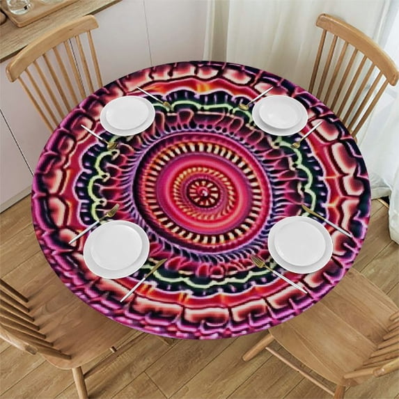 HAOXIT Round Tablecloth Table Cloth,Colorful Tablecloth Polyester Waterproof Stain Wrinkle Free,Circle tablecloth Indoor and Outdoor Table Cover For Home Kitchen Dining Party Patio Decor 31-35