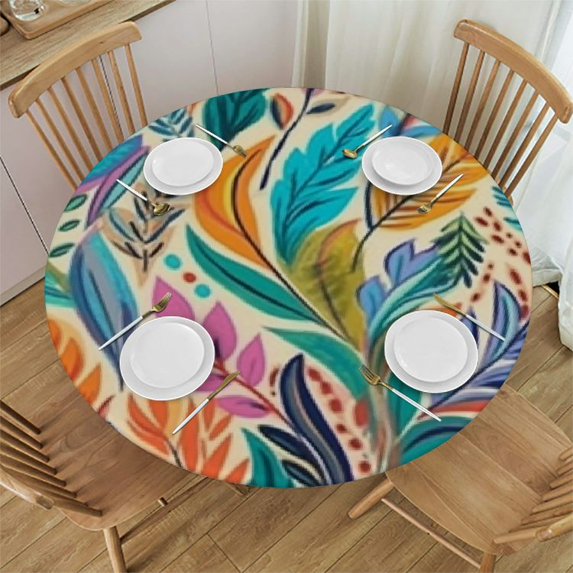 HAOXIT Round Tablecloth, Table Cloth Waterproof Stain Wrinkle Free Table Cover for Kitchen Home Dining Party Pinic Outdoor Decor 31-35