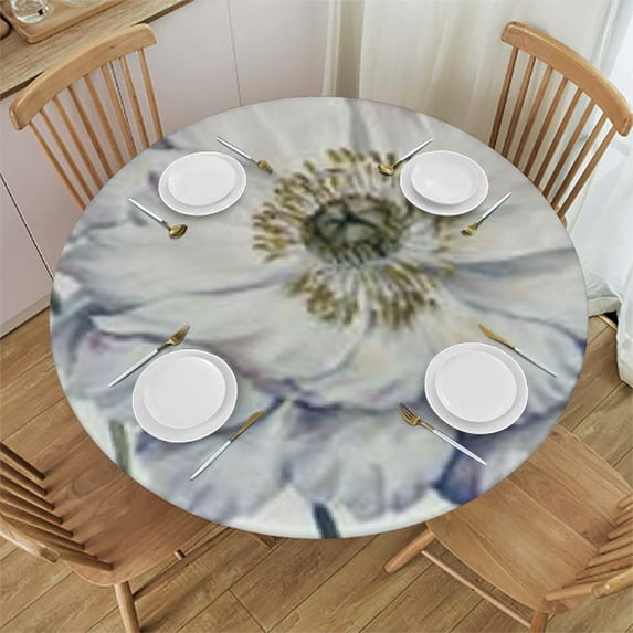 HAOXIT Round Tablecloth, Table Cloth Waterproof Stain Wrinkle Resistant Circle Table Cover for Kitchen Dining Camping Picnic Indoor Outdoor Decor 54-58