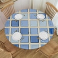 thumbnail image 1 of HAOXIT Round Tablecloth, Round Tablecloth with Flannel Backing for Round Tables Waterproof, Round Picnic Table Cover for Dining Table/Buffet Parties/Camping(Blue Plaid) 31-35, 1 of 8