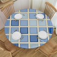 thumbnail image 1 of HAOXIT Round Tablecloth, Round Tablecloth with Flannel Backing for Round Tables Waterproof, Round Picnic Table Cover for Dining Table/Buffet Parties/Camping(Blue Plaid) 42-46, 1 of 8