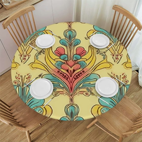 HAOXIT Round Tablecloth, Tablecloth for Side Table, Background with , Fit Round Tables , for Dining Room/Party/Banquet Decoration, Multy 54-58