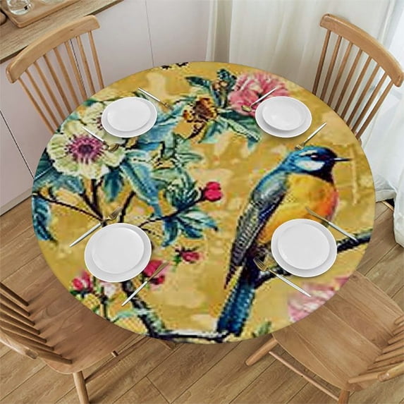 HAOXIT Round Tablecloth Washable Reusable Decoration Table Cover for Kitchen Party 42-46