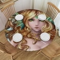 thumbnail image 1 of HAOXIT Round Tablecloth Washable Table Cover with Dust-Proof Wrinkle Resistant Anime Mermaid 31-35, 1 of 8