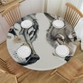 thumbnail image 1 of HAOXIT Round Tablecloth, Wolf Sleeping Hunting Carnivore Animals Nature Wildlife Theme, Round Table Cover for Dining Room Kitchen Decor, 1 of 8