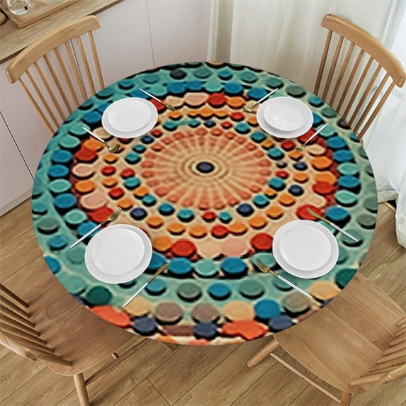 HAOXIT Round Tablecloth , Wrinkle and Stain Resistant Round Tablecloth, Water Resistant Polyester Table Cloth for Kitchen Table Covers, Party, Picnic, Indoor & Outdoor 38-42