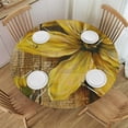 thumbnail image 1 of HAOXIT Round Tablecloth Yellow Wooden Board Circle Table Cover Flower Table Cloth Washable for Dining Kitchen Cabin Farmhouse Decor 38-42, 1 of 8