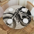 thumbnail image 1 of HAOXIT , Round Tablecloths, Racer Image Grungy Background Monochromic Artwork, Water-Proof Table Cover for Dining Tables, 38-42, 1 of 8