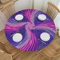 thumbnail image 1 of HAOXIT Round Waterproof Table Cover Compatible with Abstract Spiral Tie Dye Swirl Pink Blue Purple Tablecloth Fitted Elastic Edged Table Cover Fits Round Tables  54-58, 1 of 8