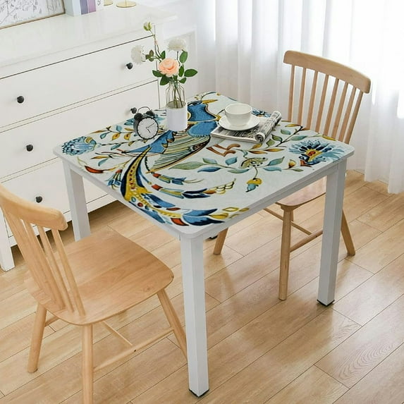 HAOXIT Rustic Rectangular Tablecloth , Bird Floral Vintage Washable Table Cover for Party Picnic Dinner Decor 40*40