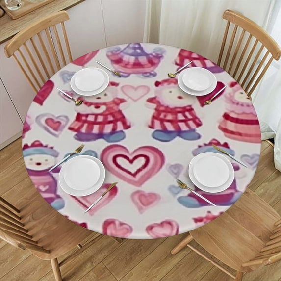 HAOXIT SLHKPNS Cute Round Tablecloth Trim Kitchen Circle Table Cloth Cover for Party Dinning 38-42