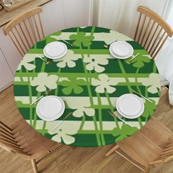 HAOXIT Saint Patric Day Green Themed Round Tablecloth , Decorative Holiday Home Party Table Cloth for Kitchen Dining Picnic Indoor Outdoor 38-42