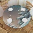 thumbnail image 1 of HAOXIT Scandinavian Tablecloth Winter Landscape Christmas Motive Cute Elf Nisser Round Stain Resistant, Spillproof and Washable Table Cloth 31-35, 1 of 8