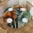 thumbnail image 1 of HAOXIT Sitting Fox Trees Fitted Round Tablecloth Waterproof Table Cloth with Elastic Edge Wipe Clean Table Cover for Indoor Outdoor 31-35, 1 of 8