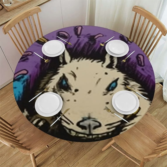 HAOXIT Sketches Cats Tablecloth Arched Cats Shaggy Round Table Cloth Protector Proof Table Cover Multicolored 46-50