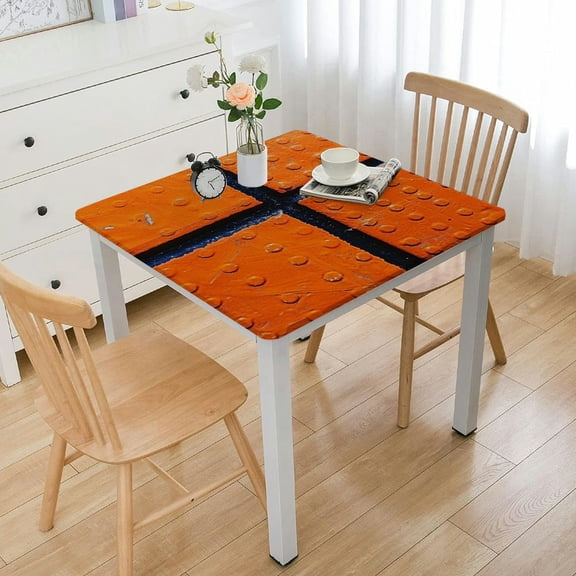 HAOXIT Skin Square Orange Grainy Waterproof Wipeable Table Cloth Cover Table Pad Cover for Dining Room Fitted Table 40*40