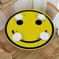 thumbnail image 1 of HAOXIT Smile Face Round Tablecloth, Grunge Vibrant Colored Scottish Folkloric Pattern with Cultural Retro Design, Dining Room Kitchen Round Table Cover, 1 of 1