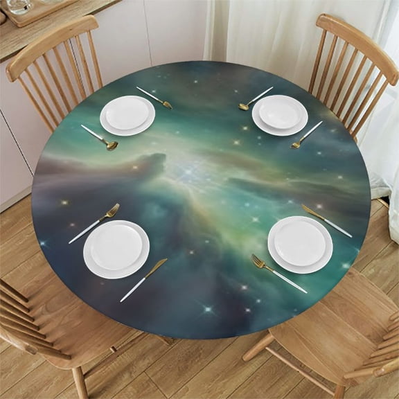 HAOXIT Space Round Tablecloth, Dust Cloud Celestial Energy Astronomical Object Picture, Circle Table Cloth Cover for Dining Room Kitchen Decoration 31-35