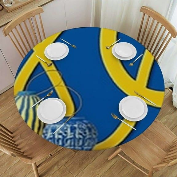 HAOXIT Spanish Flag Table Cloth Waterproof Round Tablecloth Washable Party Table Cover for Celebration Holiday Camping Picnic Fall Decorations for Home 54-58