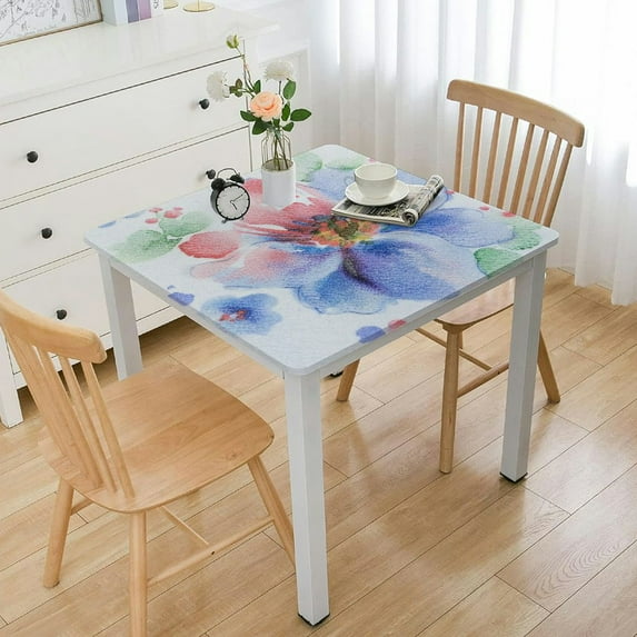 HAOXIT Spillproof Red Floral Spring/Summer Fabric , Table Cloth for Square Tables, / Flower Table Covers for ,Parties,Wedding Use 36*36