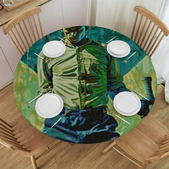 HAOXIT Sports Tablecloth, Player Pitching Sketch Win Game Team Themed Modern Paintbrush Effect Art, Round Table Cover for Dining Room Kitchen Decor