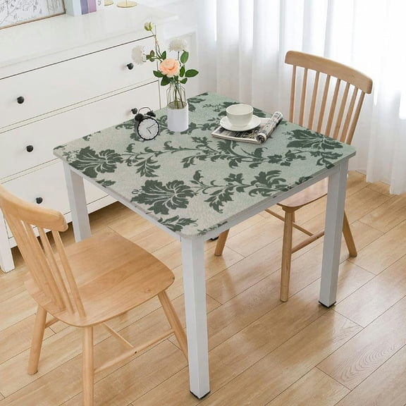 HAOXIT Spring Green Tablecloth for Rectangle Table, Spill-proof Wrinkle Resistant Jacquard Fabric Table Cloth, Soft Polyester Damask Table Cover for Parties, Picnic, Dinner 46*46