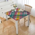 thumbnail image 1 of HAOXIT Spring Pastel Plaid Vinyl Flannel Backed Tablecloth, Square, Cottage Plaid Easy Care Vinyl Indoor Outdoor Tablecloth with Flannel Backing 46*46, 1 of 9
