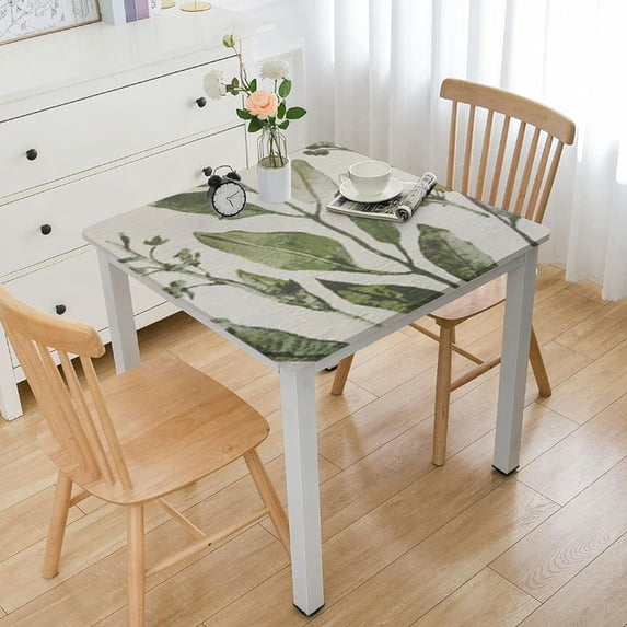 HAOXIT Spring Summer Tablecloth Rectangular, Eucalyptus Floral Table Cover for Party Picnic Dinner Decor 36*36