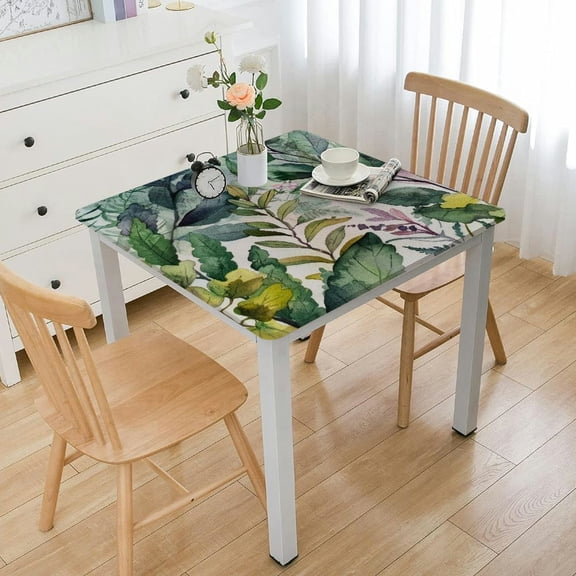 HAOXIT  Spring Summer Tablecloth Rectangular, Eucalyptus Floral Table Cover for Party Picnic Dinner Decor 46*46