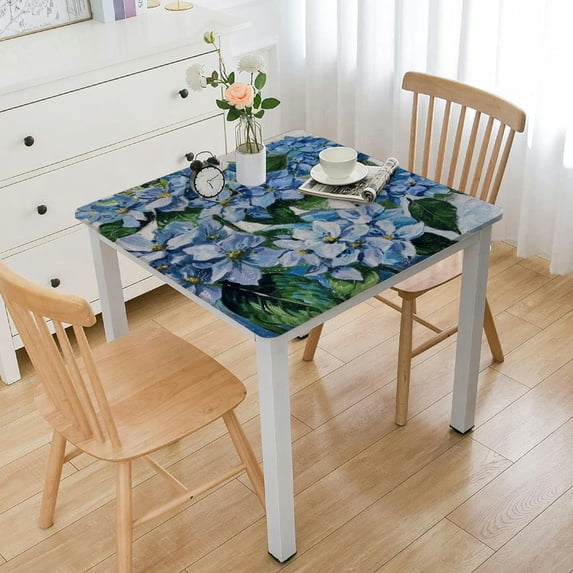 HAOXIT Spring Summer Tablecloth , Watercolor Hydrangea Blooming Floral Table Cover for Party Picnic Dinner Decor 52*52