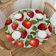 thumbnail image 1 of HAOXIT Spring Tablecloth, Cartoon Style Strawberries on White Background Fresh Fruit Pattern Image, Dining Room Kitchen Round Table Cover, 1 of 8