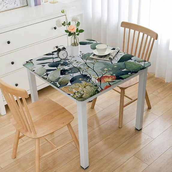 HAOXIT Spring Tablecloth Rectangle - Spring Decorations for Home - Water Resistant Flower Table Cloth Rectangle for Party,Table 46*46