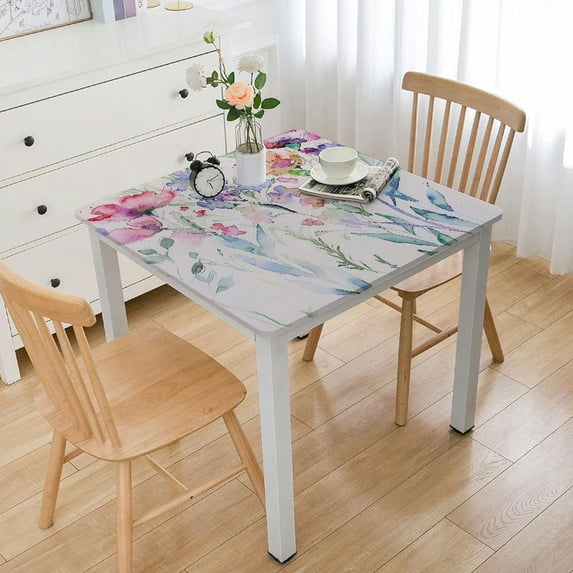 HAOXIT Spring Tablecloth for Rectangle Tables, Spill Proof &amp; Washable Floral Table Cloth with Watercolor Wild Flowers, Table Cover for Outdoor Picnic, Dinner Decor(Rectangle) 46*46
