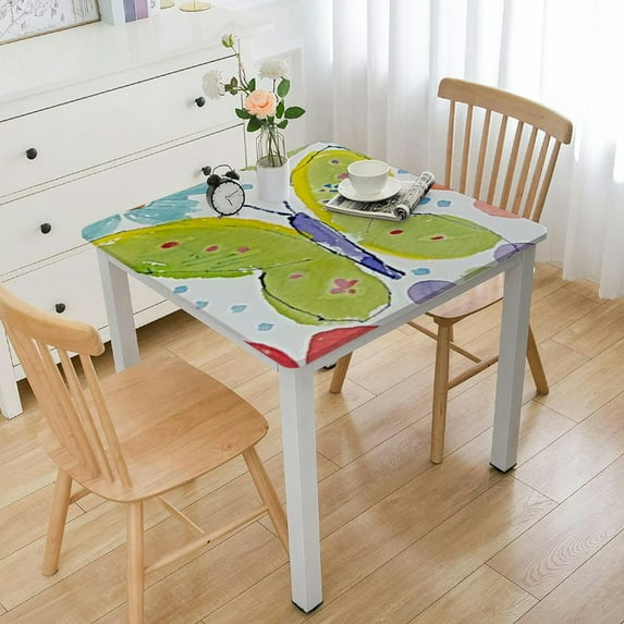 HAOXIT Spring Vinyl Flannel Backed Tablecloth, Square, Pastel Vinyl Tablecloth with Flannel Backing 40*40