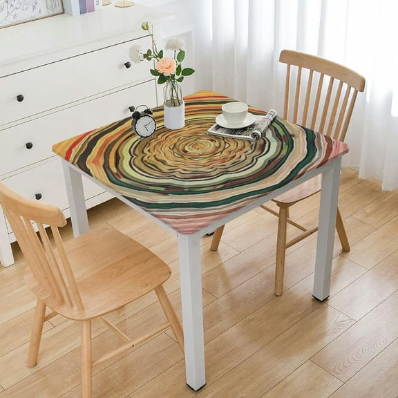 HAOXIT Square Abstract Pink Waterproof Wipeable Table Cloth Cover Table Pad Cover for Dining Room Fitted Table 40*40