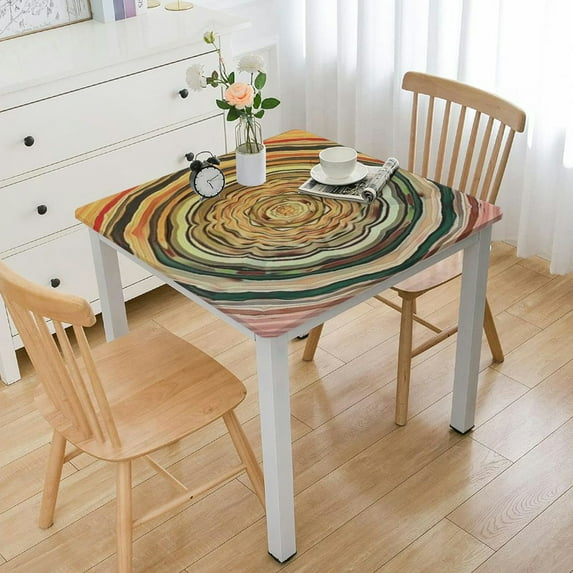 HAOXIT Square Abstract Pink Waterproof Wipeable Table Cloth Cover Table Pad Cover for Dining Room Fitted Table 52*52