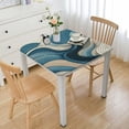 thumbnail image 1 of HAOXIT Square Fitted Table Cover, Waterproof Blue Brown Elastic Edged , Wipeable Oil Proof Table Cloth for Kitchen Indoor Outdoor, Fits Square 48''x48'', 1 of 7