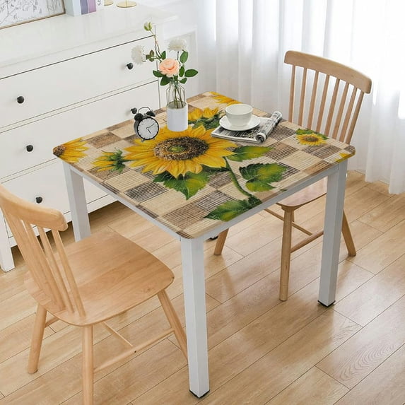 HAOXIT Square Fitted Table Cover with Table Cloth for Dining Home Kitchen 46*46