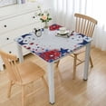 thumbnail image 1 of HAOXIT Square Fitted Tablecloth Elastic Edged Table Cover, on White Waterproof Wipeable Table Cloths for Kitchen Dining Party Fit up Tables, Blue Red white, 1 of 7