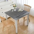thumbnail image 1 of HAOXIT Square Fitted Tablecloth, Grey Elasticized Polyester Table Cover,Technology Structure with Wavy Stripe and Checkered Motif Print Fitted Table Cloth, Fits Square Tables, for Dining 54''x54'', 1 of 7