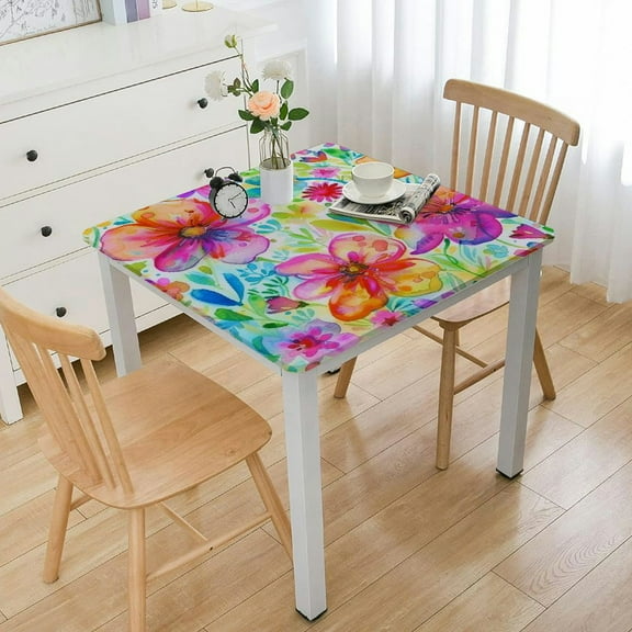 HAOXIT Square Fitted Tablecloth with Elastic Home Decorative Tablecloth for Indoor Kitchen Party, Small 40*40