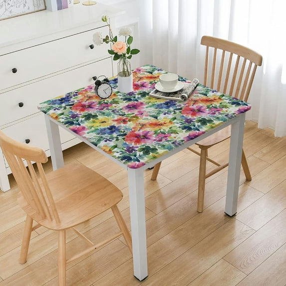 HAOXIT Square Flower Table Clothes Table Cover for Party Dining Room Decor 46*46