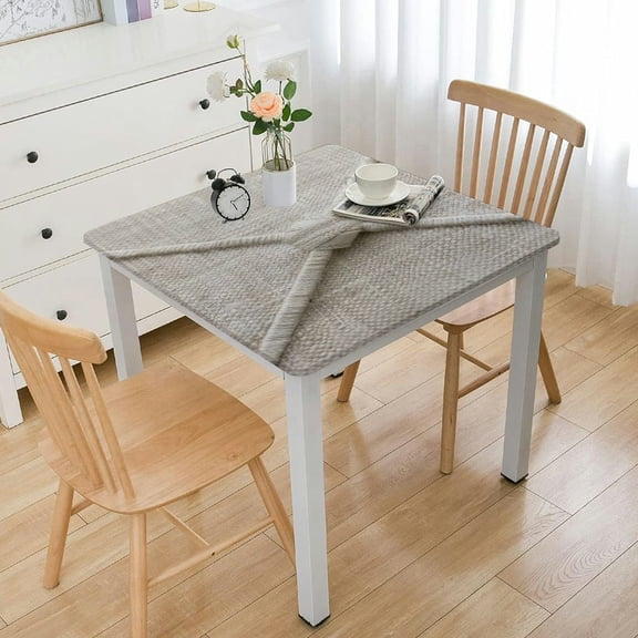 HAOXIT Square Lattice Small Cotton Linen Light Brown Dust-Proof Washable Table Cover Table Cloth for Coffee Party Kitchen Dining Tabletop Decoration 40*40
