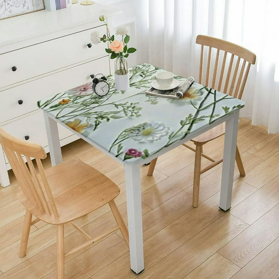 HAOXIT Square Square Tablecloth Print Waterproof Table Covers Flower Table Cloths 36*36