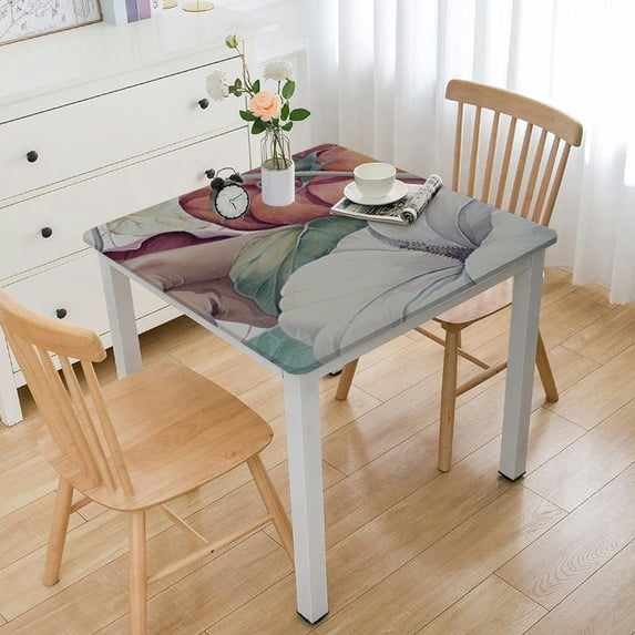 HAOXIT Square Table Cloths,Autumn Pumpkin Leaves Party Tablecloth Waterproof Table Covers for Kitchen Dinning Wedding Decoration,Stain Resistant,Watercolor Happy Thanksgiving Halloween 52*52