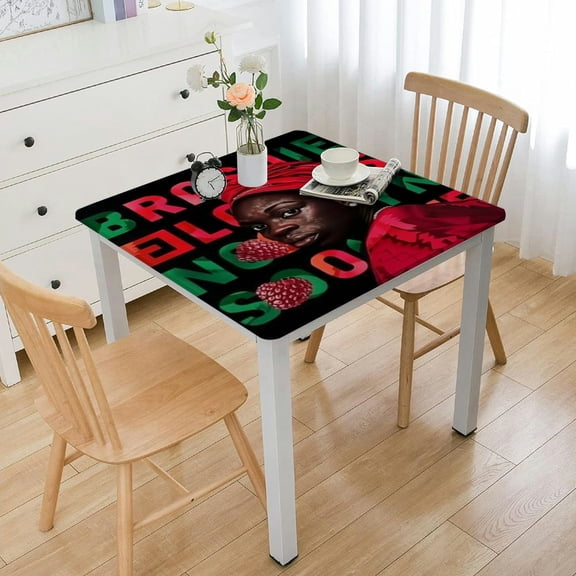 HAOXIT  Square Tablecloth Colorful Stripes African American History Culture Celebration Table Cloth Polyester Tablecloths for Home Decor, Parties, Picnic 40*40