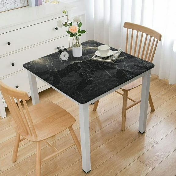 HAOXIT Square Tablecloth Fitted Table Cover Waterproof Texture Print Elastic Table Cloth Topper for Party Kitchen Dining Patio Indoor Outdoor 40*40