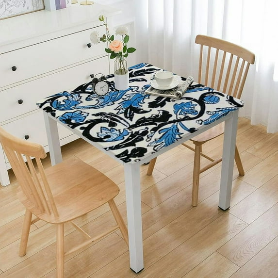 HAOXIT Square Tablecloth, Handblock Print Floral Table Cloth for Kitchen Dining Linen I Parties, Weddings, Outdoors, Spring Summer 40*40