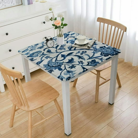 HAOXIT Square Tablecloth, Handblock Print Table Cloth for Kitchen Dining Linen I Parties, Weddings, Outdoors, Christmas I Fall Home Decor white