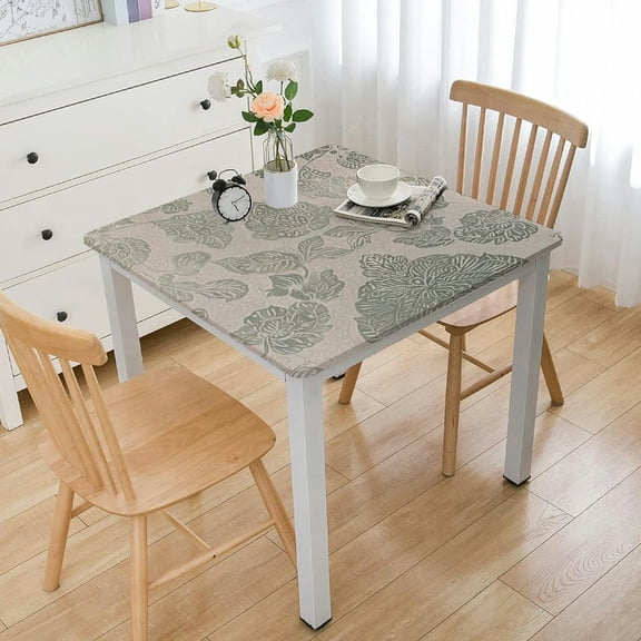 HAOXIT Square Tablecloth Small Vinyl Oilcloth Picnic PVC Wipeable Square Spillproof Peva Oil-Proof Party Waterproof Heavy Duty Tablecloths Tan 48''x48''